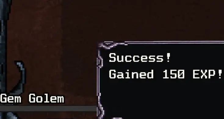 Gem Golem defeated for 150 EXP in Welcome to Elderfield