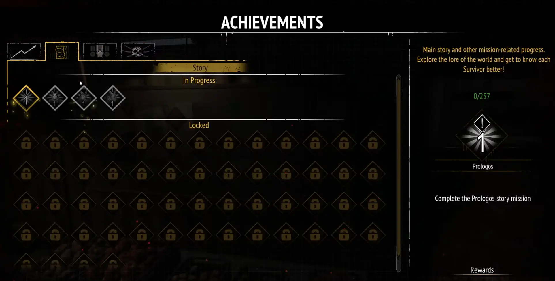 Achievements screen in Yet Another Zombie Survivors 1.0