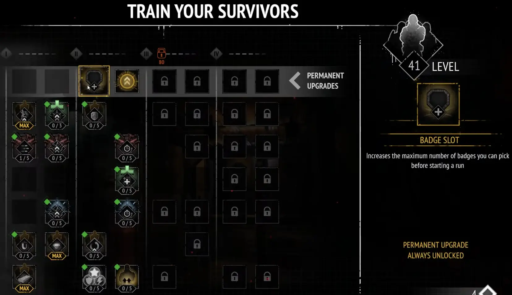 Badge Slot permanent upgrade in Yet Another Zombie Survivors 1.0