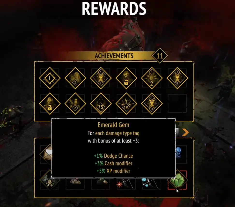 Damage type tags and Gem items in Yet Another Zombie Survivors 1.0