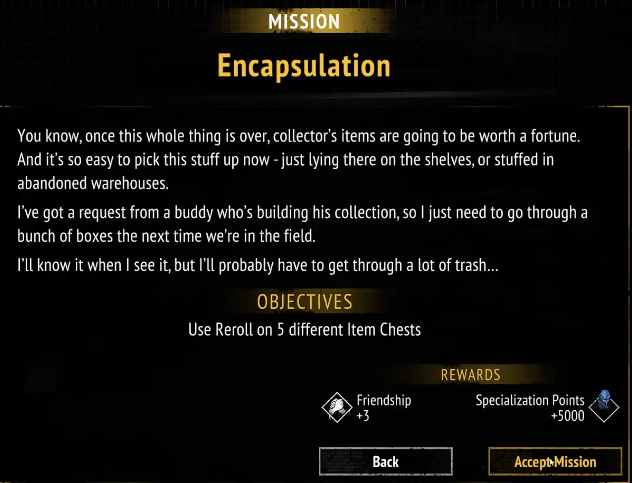Ghost mission requiring five different Item Chest rerolls in Yet Another Zombie Survivors
