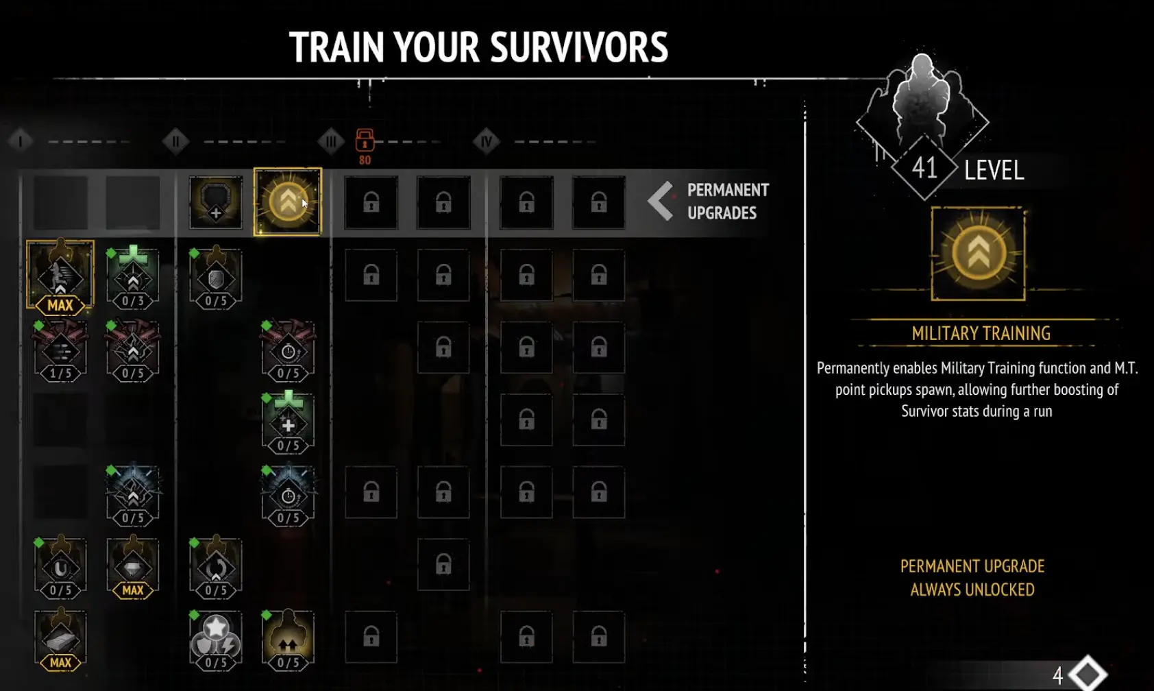 Military Training permanent unlock in the Yet Another Zombie Survivors Training Yard